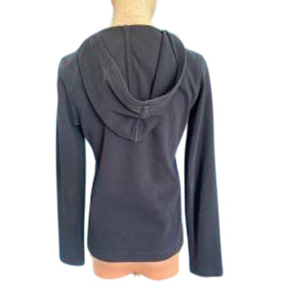 Lilly Pulitzer Pullover Hoodie 100% Cotton Knit Navy with Pink Palm XS Pocket - Picture 5 of 6